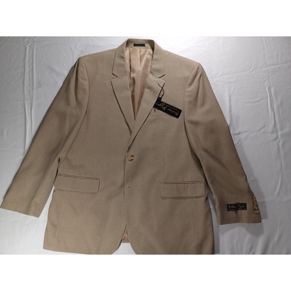Other - Andrew Signature Collection Men's Beige‎ Houndstooth Blazer Sport Coat 46RE New